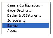 Backup Settings Using Backup Settings in the global settings window, you can backup recorded data from selected cameras to a specified location.