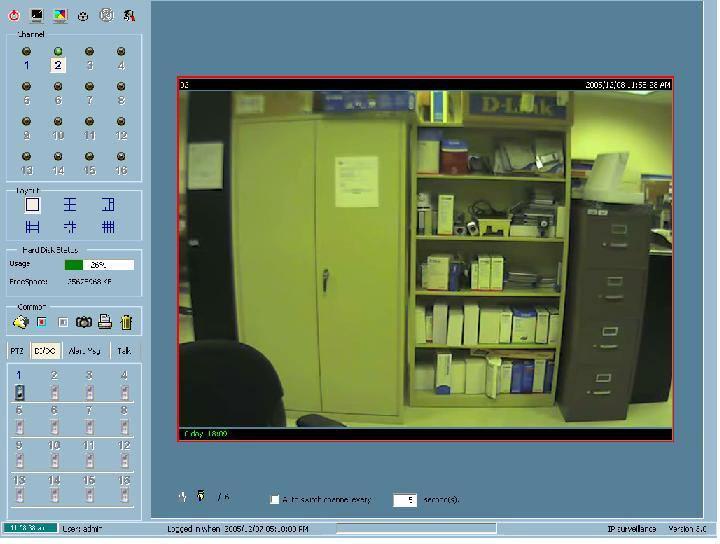 To view an individual camera from the multi-camera layout, double-click on the desired display window. You will see that the size of the display window is the same as the one-channel layout.
