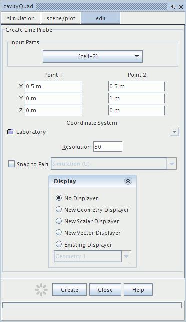 STAR-CCM+ User Guide Steady Flow: Lid-Driven Cavity Flow 10 The Create Line Probe dialog will appear in the Explorer pane to specify the desired line. The following settings will be for the U line.