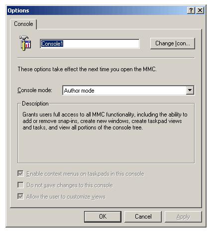 Figure 10: Saved console options The top text edit allows you rename the main console window. Click this item and type Important VOBs.