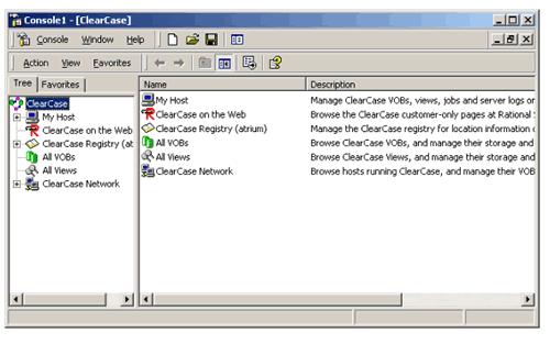 Figure 13: ClearCase Administration Snap-in with Console Root removed Step 3: Select VOB space Next you'll want to add shortcuts to console items that you frequently visit.