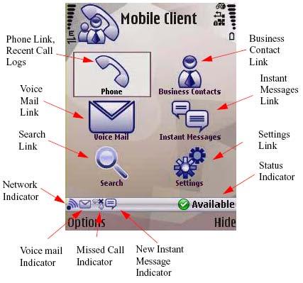 Basic features Hiding and restoring the Avaya 3100 MC - Client for Nokia To use another application, you can temporarily hide the Avaya 3100 MC - Client for Nokia application. 1.