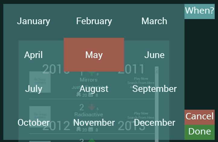 day CHOOSE YOUR DATE the user can choose a date and view a chart of the most