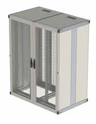Speciality racks 3 into 2 racks 3 into 2 open rack Included as standard: Centre post frame configuration No doors 3 x pairs of compact 19 mounting rails