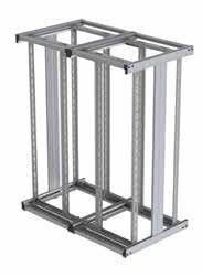 Centre post frame configuration 3 x pairs of compact 19 mounting rails Unit height labels fitted to front and rear 19 mounting rails (numbered bottom to