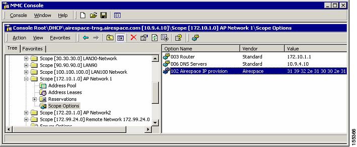 Appendix E: Configuring Vendor-Specific DHCP Options (Option 43) in the Windows 2000 and 2003 DHCP Server Figure 120 Vendor Specific Information for Cisco 1000 Defined for a DHCP Scope Configuring