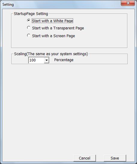 Setting Clicking Setting allows the configuration of the launch page when starting the ScreenBeam software.