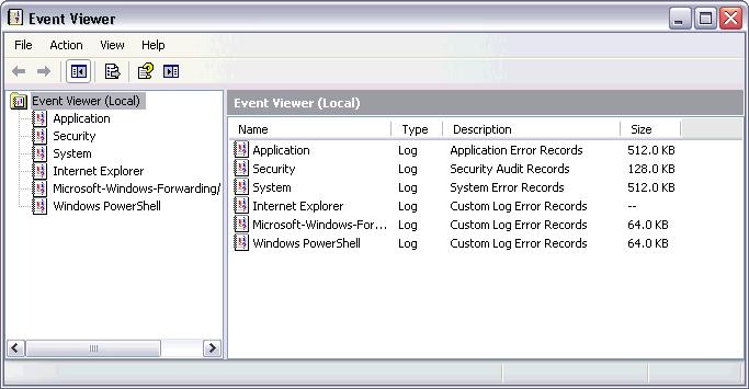 Troubleshooting Tools Any of the methods launches the Event Viewer application. By default, the Event Viewer records three logs: Application log contains events logged by programs.