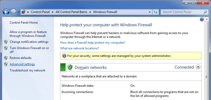 Appendix H Windows Firewall Configuration This procedure configures the Microsoft Windows 7 Firewall to allow successful EuroPRP communications. To configure the Windows Firewall: 1.