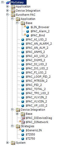 Changes to The IDE Interface The following figure shows the location of the Wonderware PAC-specific templates. PAC Base templates. Generally only used when building custom templates.