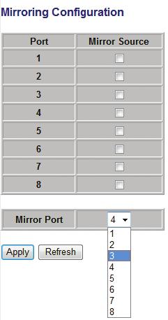 Figure 3-16. Mirroring configuration screen. 3.2.9 