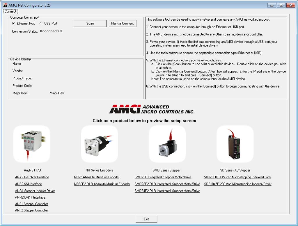 SMD34E2 User Manual SET THE IP ADDRESS 2.2c Use the AMCI Net Configurator Utility (continued) 2.2c.12 Start the AMCI Net Configurator Utility Double click on the utility s icon.