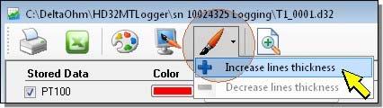 How to change the line thickness of the graphs In the upper side of the window, select the fifth icon from the left.