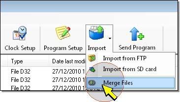 Merging imported files The Merge Files function allows joining into a single file the hourly files for the same store table.