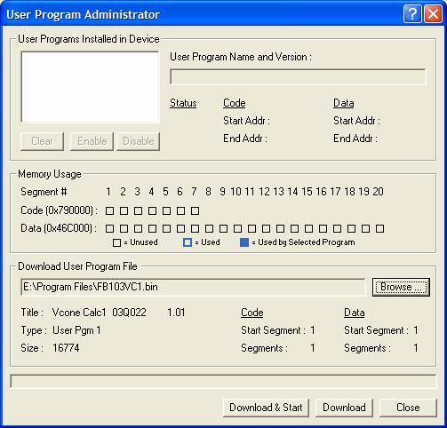 As shown in Figure 3, note that the Download User Program File frame identifies