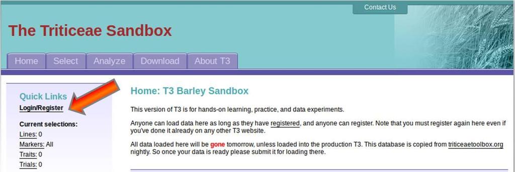 Log on as a Curator/User at the SANDBOX version of your preferred T3. (Fig. 6 and Fig.