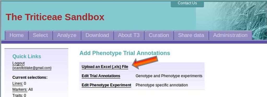 Figure 9. Phenotype trial annotation upload and editing gateway. Figure 10. File selection page.
