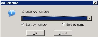 Transferring to Auto Attendant To transfer a call to an auto attendant, while connected to the call click the To AA button. The AA Selection box pops up.