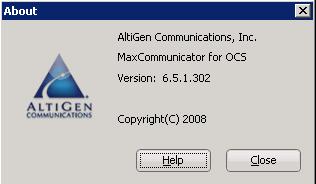 No Help button. Instead, to access MaxCommunicator help, left click on the Office Communicator Show menu button, and select Tools > About MaxCommunicator: Figure 2.