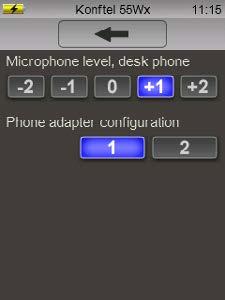 If the mobile phone that is connected is like this and you want the sound activation button on the Konftel 55Wx to be visible all the time, you should select I instead of Auto.