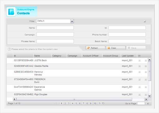 Contacts Provides a list of all the contacts retrieved in the different import processes.