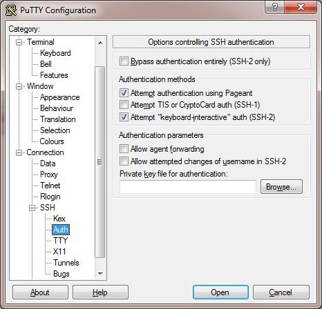 Accessing LBCache Click Yes and save the file with the default.ppk extension Now close PuTTYgen and start PuTTY Expand the SSH section as shown below: Click Browse and select the new.