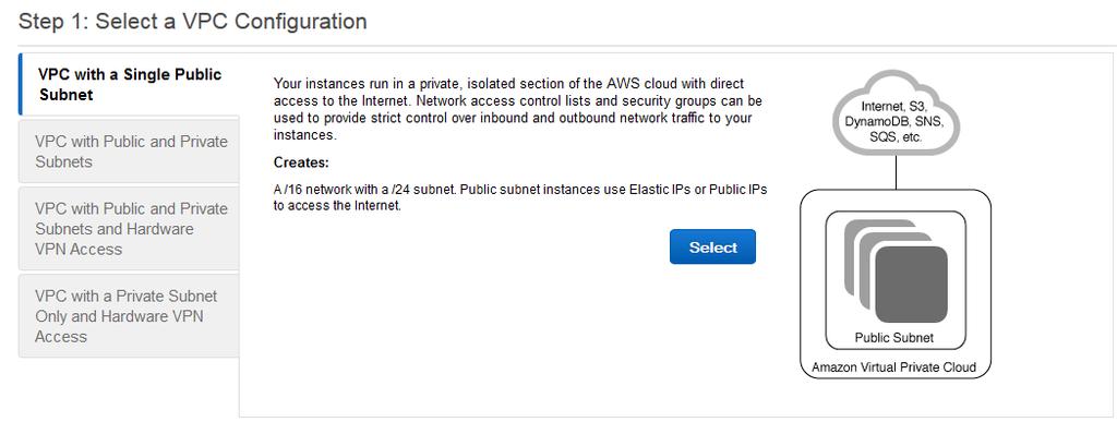 Deploying LBCache Enter a VPC name and modify the other settings as required as show in the example below: Click Create VPC Note: For more details on Amazon's VPC, please refer to their comprehensive