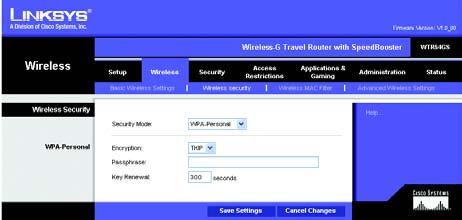 The Wireless Tab - Wireless Security The Wireless Security settings configure the security of your wireless network.