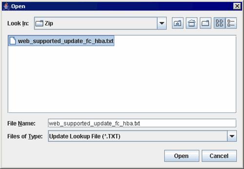 5 Installing ANsurfer FC HBA Manager Web- and CD-Based Installation Updates Figure 5-20 Update ANsurfer: Open Dialog Box 3.