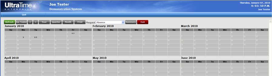 Calendar Feature The Calendar is a self-service feature for viewing time worked in a