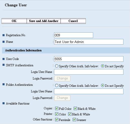 Chapter 2: Installation and Configuration Add a Test User Account to the MFP You must add a test user account to each MFP that you want to control with Equitrac Embedded for Ricoh Basic.