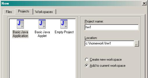 Select Project->New Project from In the dialog, give a name to the project.