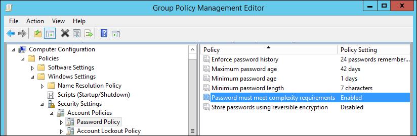 The Group Policy Management Editor opens automatically. 6. Open Computer Configuration Policies Windows Settings Security Settings Account Policies Password Policy. 7.