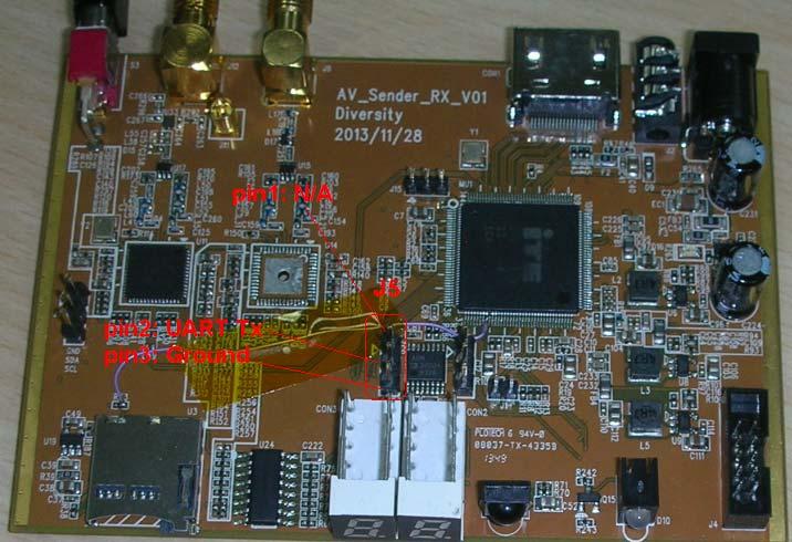 UART Debug Messages The UART debug port is located in J5. You may dump debug messages from this J5 pin2 UART Tx.