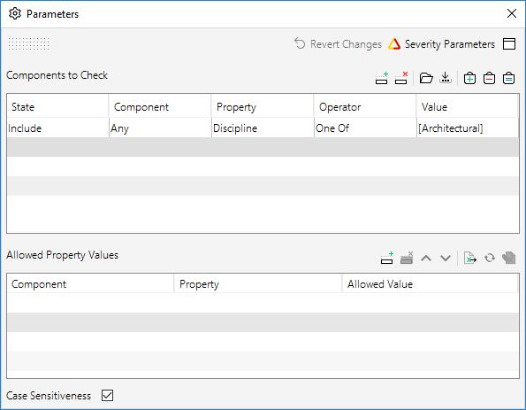 Parameters of the rule can be filled manually by adding rows to the Allowed Property Values table, or they can