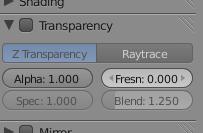 Chapter 5- Materials & Textures Transparency Using Z-Transparency: The easiest way to make something transparent in Blender while still maintaining a fast render speed is to use the Z-Transparency