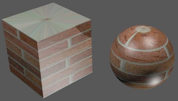 Chapter Blender Interface Chapter 15- The Materials & Textures For an example of using images, here is a cube and sphere rendered using a brick image.