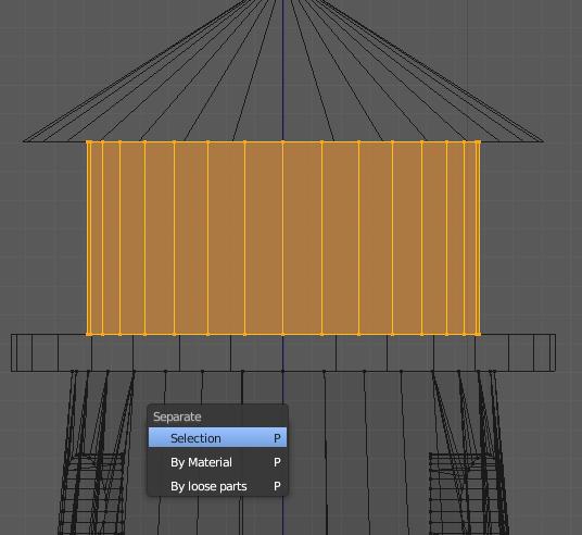 We will separate these verticies from the rest of the mesh, making it easier to apply a different material and texture to that part of the lighthouse.
