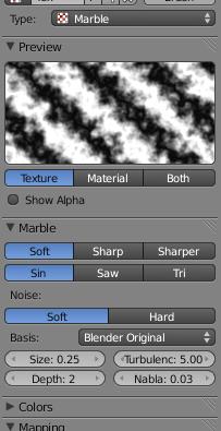 in most: Most of Blender s texture options deal with turbulence and noise (randomness of the