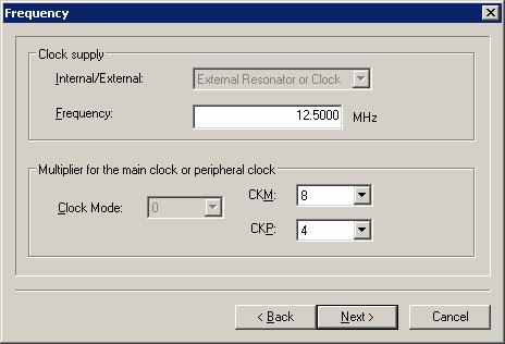 Renesas Flash Programmer CHAPTER 6 FUNCTION DETAILS (BASIC MODE) - RX - (b) [Frequency] dialog box This dialog box is used to set clock supply and multiplication ratios for the main clock and