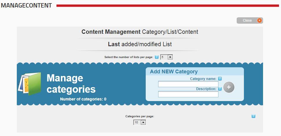 4.1. CREATING CATEGORIES AND LISTS When you first start working with the module, you need to create one category.