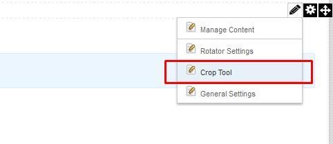 6. CROP TOOL If necessary, you can crop your pictures to fit the display better. To access the Crop tool, click the Manage button of the module and then click on the Crop Tool button from the menu.