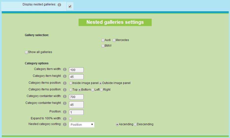 7. NESTED GALLERIES Nested galleries is a term that marks a hierarchic organization of galleries.
