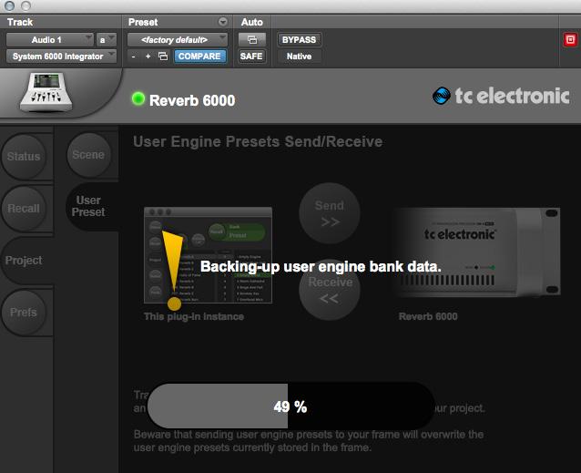 Interface and feature reference To transfer all User Presets from the currently selected System 6000 MKII to the plug-in instance, click the Receive button.