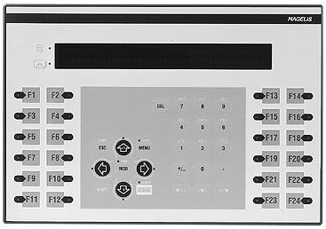 Magelis terminals with 2 or 4 line alphanumeric screen page 12 Dimensions, mounting : page 30 References Terminals with 2 line display of 40 characters (fluorescent) Downloadable Number of keys