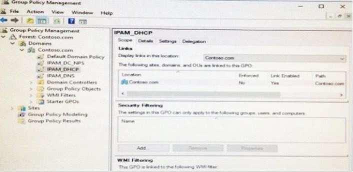 The group policy configurations are shown in the GPO exhibit.