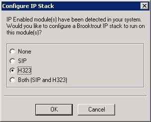 5. Configure IP Stack A Configure IP Stack window is displayed on first invocation of the