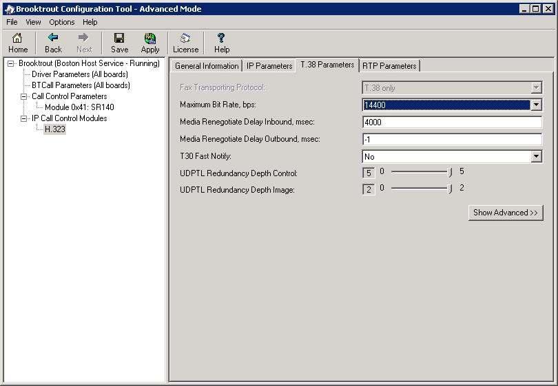 7. Configure T.38 Parameters Select the T.38 Parameters tab. Configure the fields as shown below in the screenshot. 8.