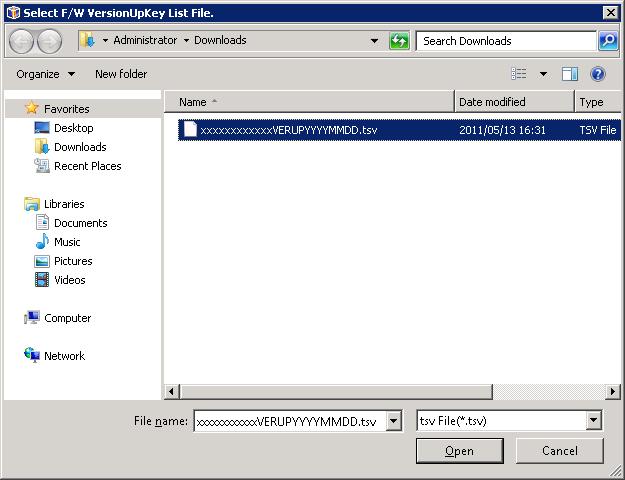 b. In the file selection dialog opened, select the applicable license