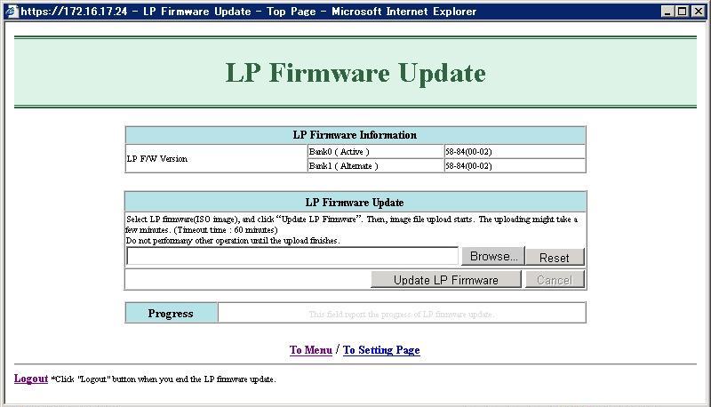 6. In the file open window, select the LP firmware image file in new version and/or revision saved in the local disk folder. Upon selection, click Open button in the file open window.